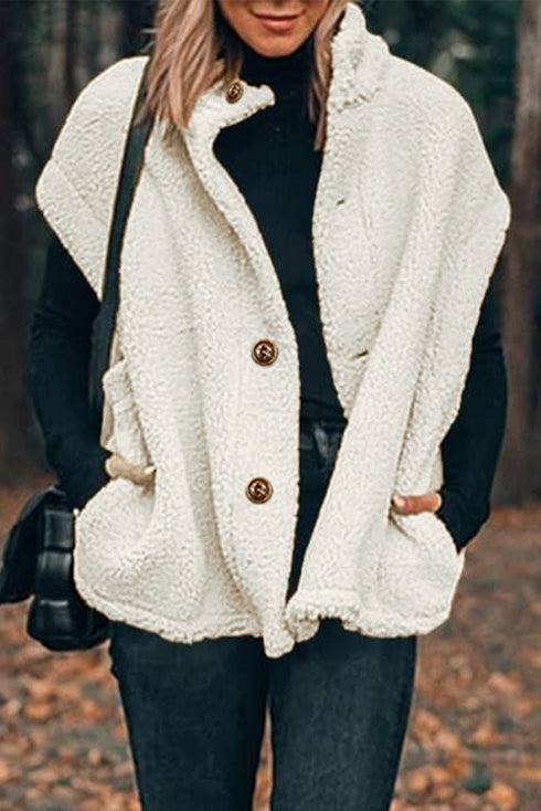 Sherpa Stand Collar Jacket Vest